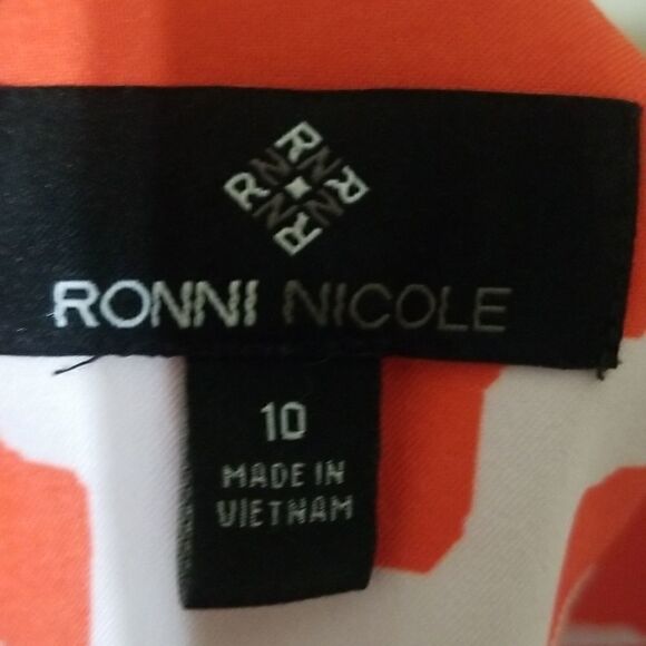 Ronini Orange Geometric Dress Sz 10 - Picture 7 of 8